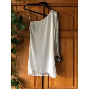 Floyd By Smith Beaded One Shoulder Mini White Dress SZ 12